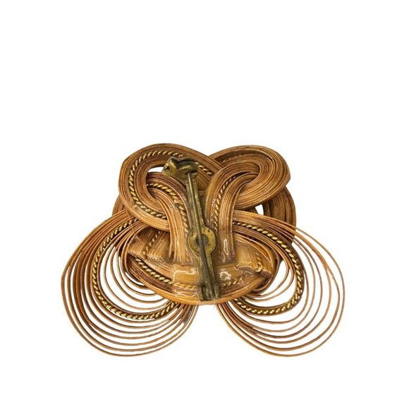 Quilled Dark Brown Brooch Pin Fold Art Dark Brown Goldtone 2" - Picture 5 of 6